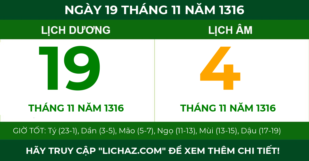 lịch âm ngày 19 tháng 11 năm 1316