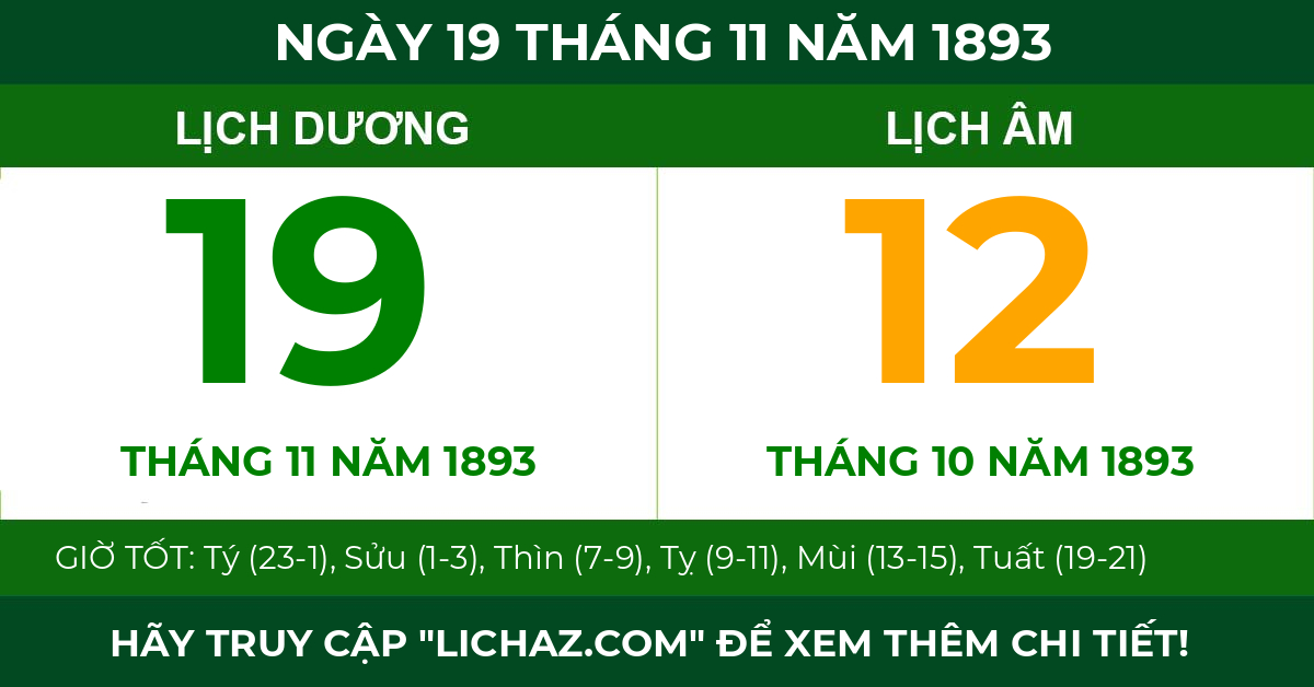 lịch âm ngày 19 tháng 11 năm 1893