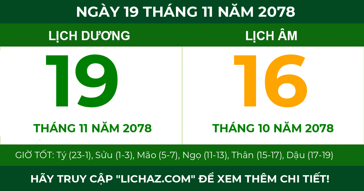 lịch âm ngày 19 tháng 11 năm 2078