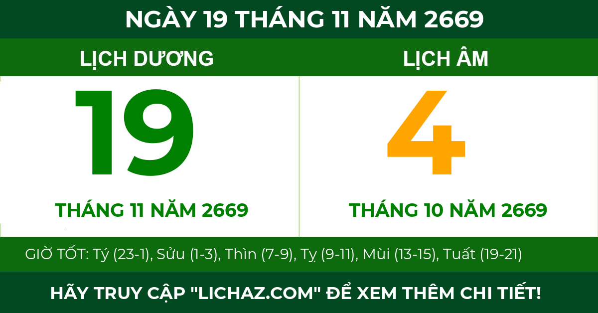 lịch âm ngày 19 tháng 11 năm 2669