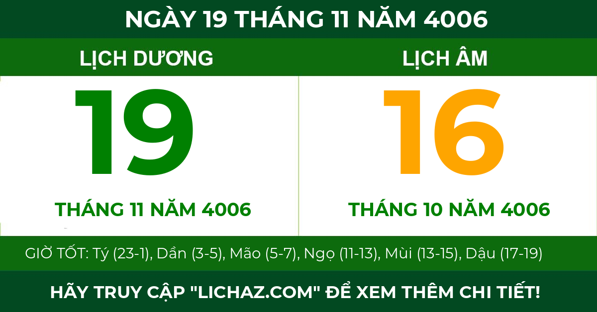 lịch âm ngày 19 tháng 11 năm 4006