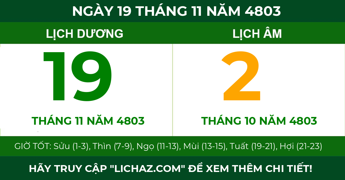 lịch âm ngày 19 tháng 11 năm 4803