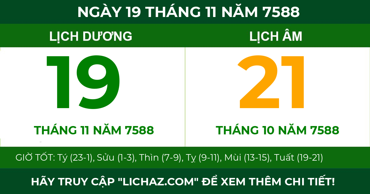 lịch âm ngày 19 tháng 11 năm 7588
