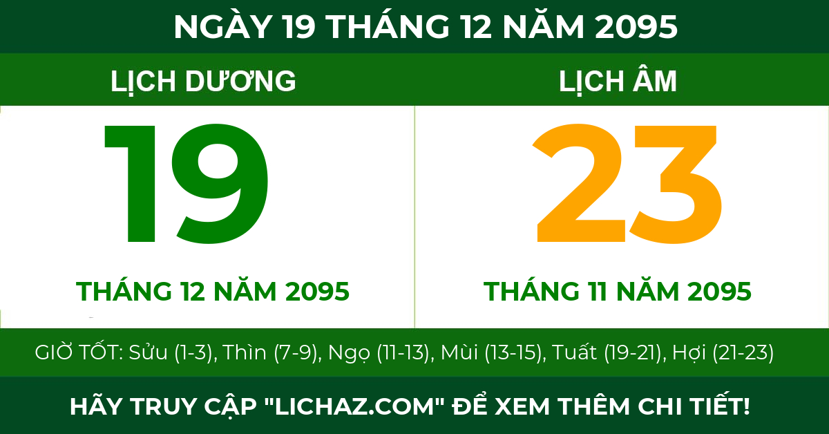 lịch âm ngày 19 tháng 12 năm 2095