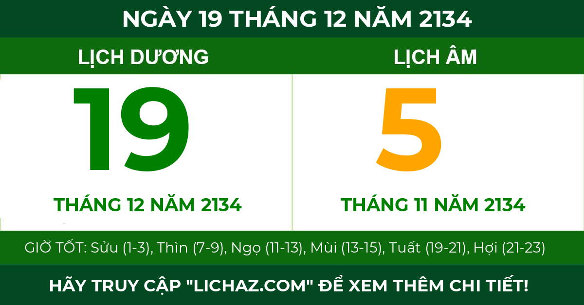 lịch âm ngày 19 tháng 12 năm 2134