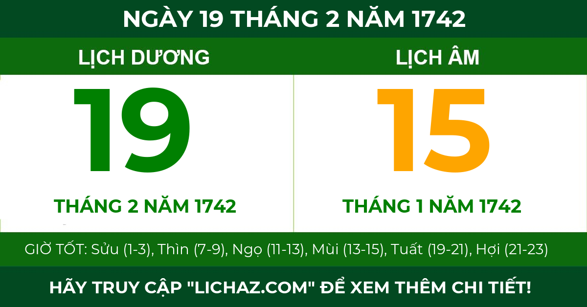 lịch âm ngày 19 tháng 2 năm 1742