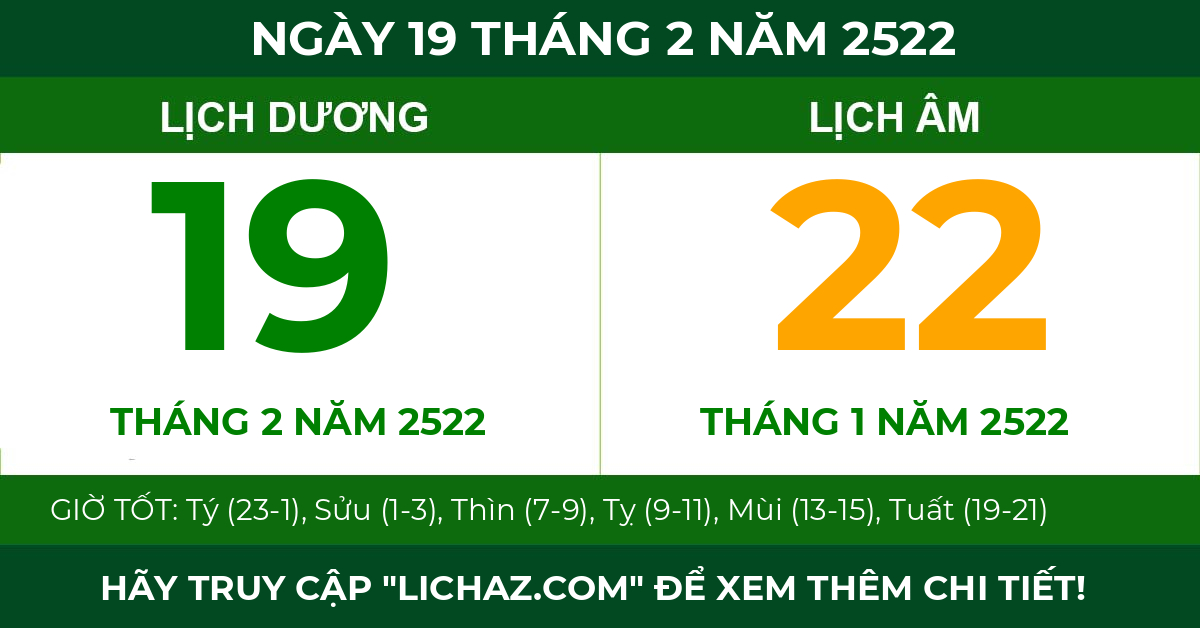 lịch âm ngày 19 tháng 2 năm 2522