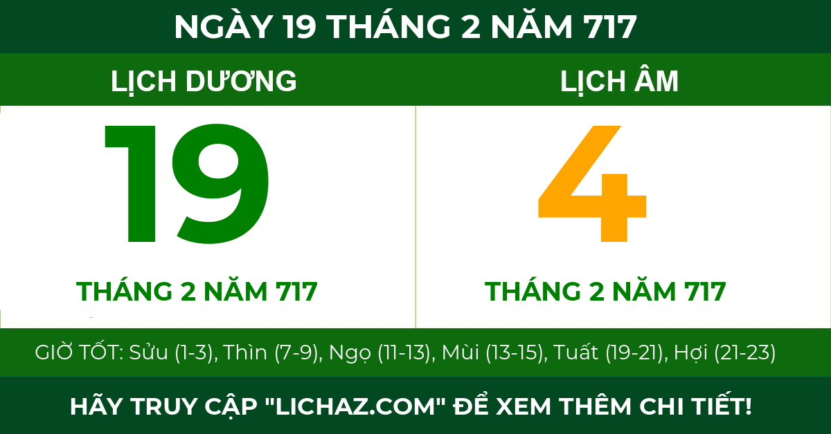 lịch âm ngày 19 tháng 2 năm 717