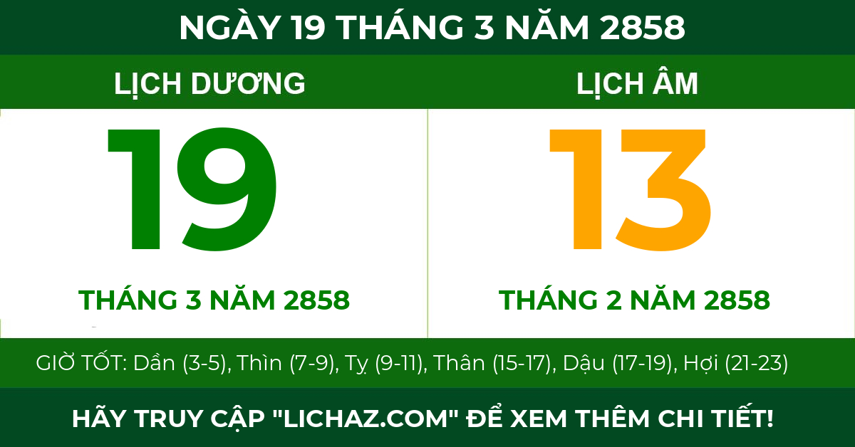 lịch âm ngày 19 tháng 3 năm 2858