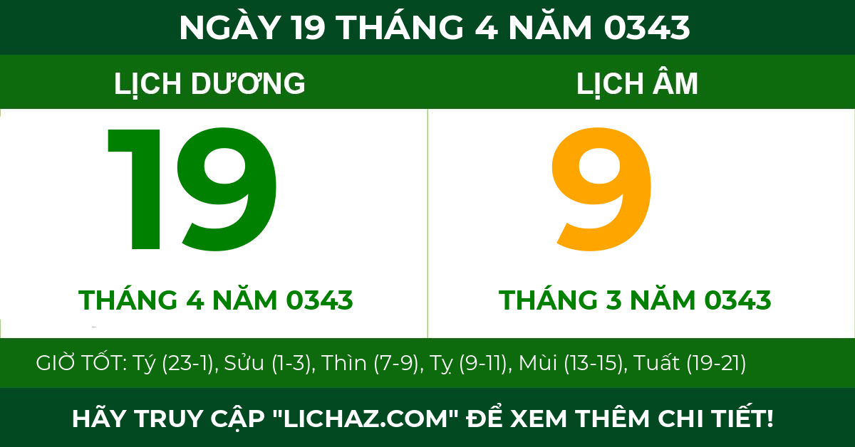 lịch âm ngày 19 tháng 4 năm 0343
