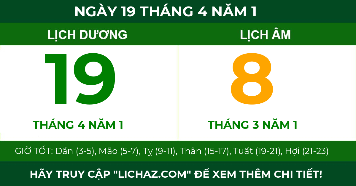 lịch âm ngày 19 tháng 4 năm 1
