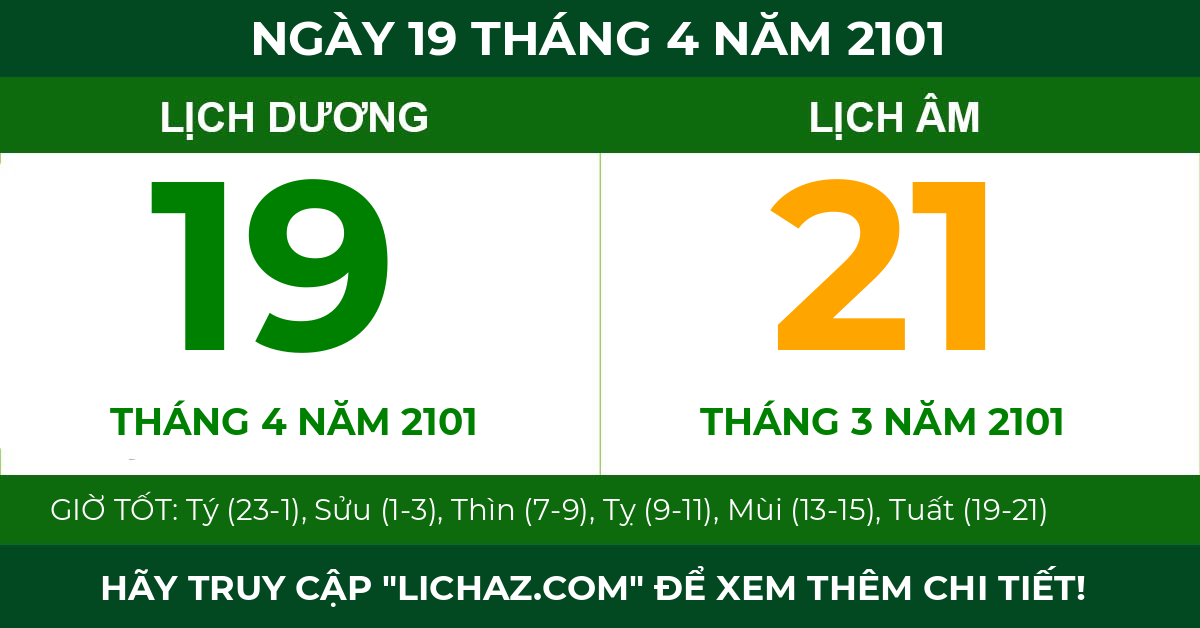 lịch âm ngày 19 tháng 4 năm 2101