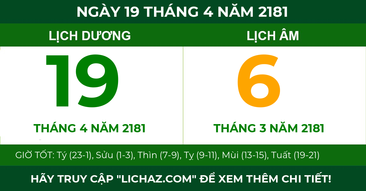 lịch âm ngày 19 tháng 4 năm 2181