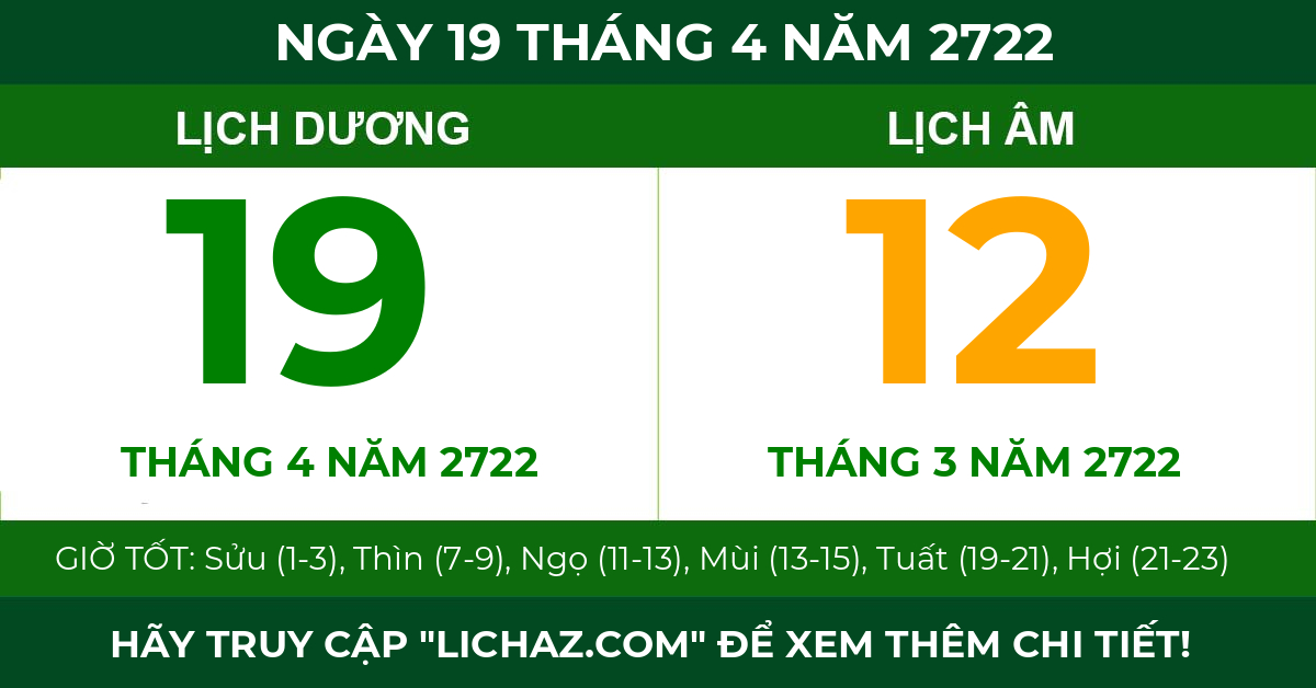lịch âm ngày 19 tháng 4 năm 2722