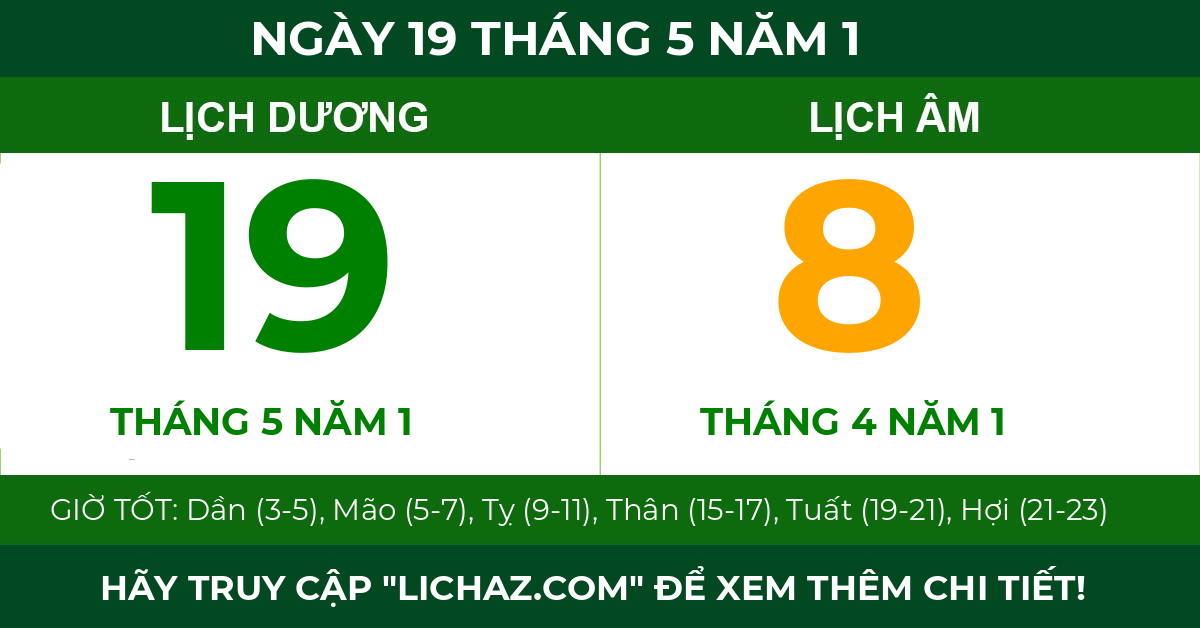 lịch âm ngày 19 tháng 5 năm 1