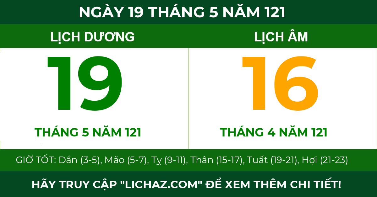lịch âm ngày 19 tháng 5 năm 121