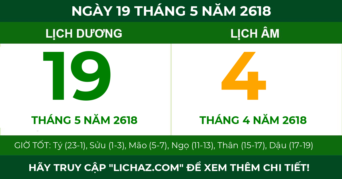 lịch âm ngày 19 tháng 5 năm 2618