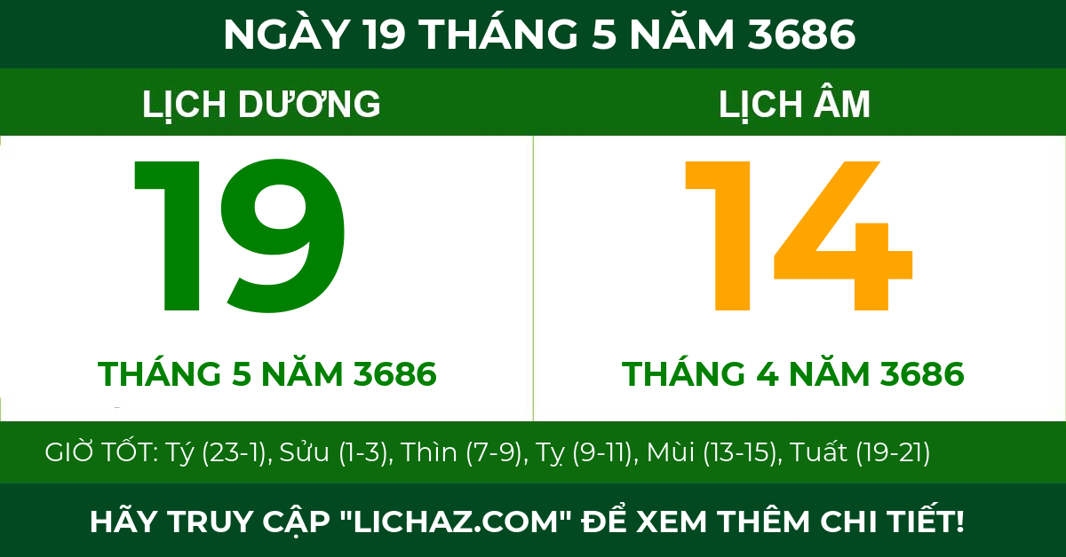 lịch âm ngày 19 tháng 5 năm 3686
