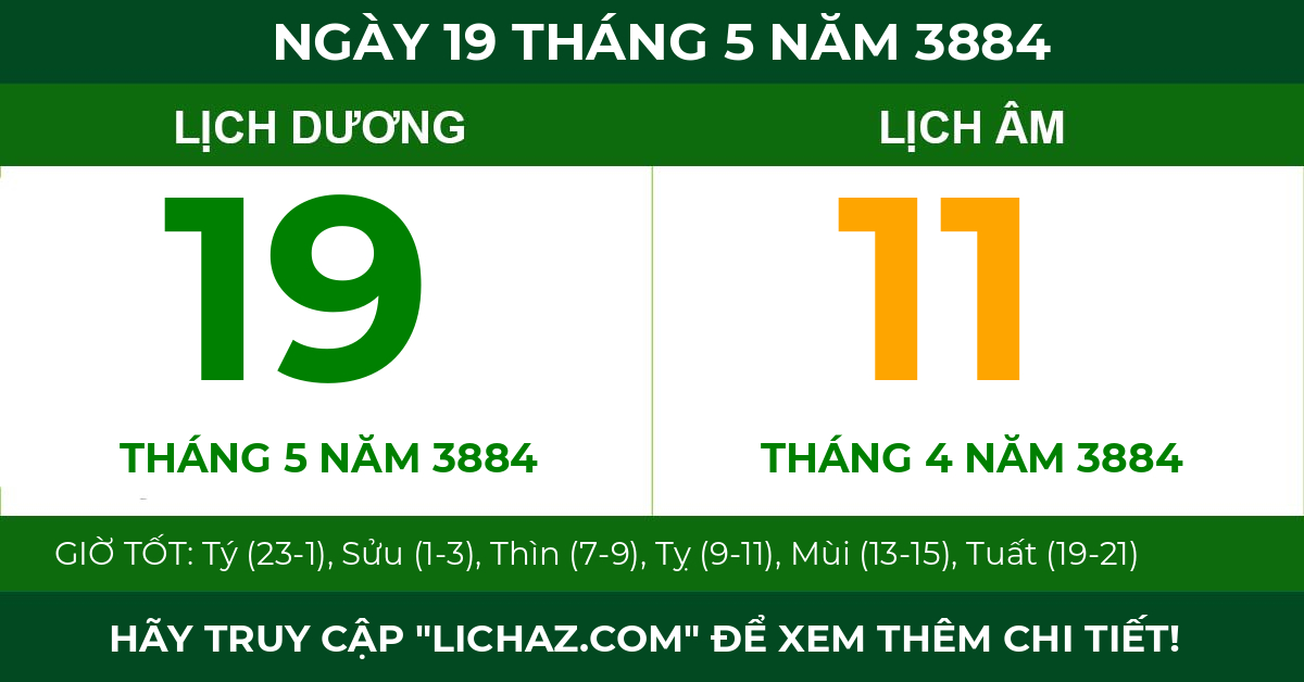 lịch âm ngày 19 tháng 5 năm 3884