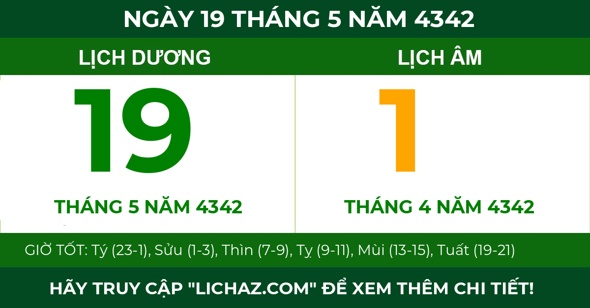 lịch âm ngày 19 tháng 5 năm 4342