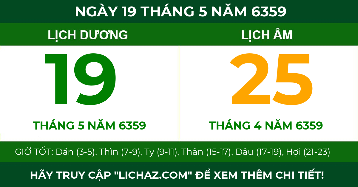 lịch âm ngày 19 tháng 5 năm 6359