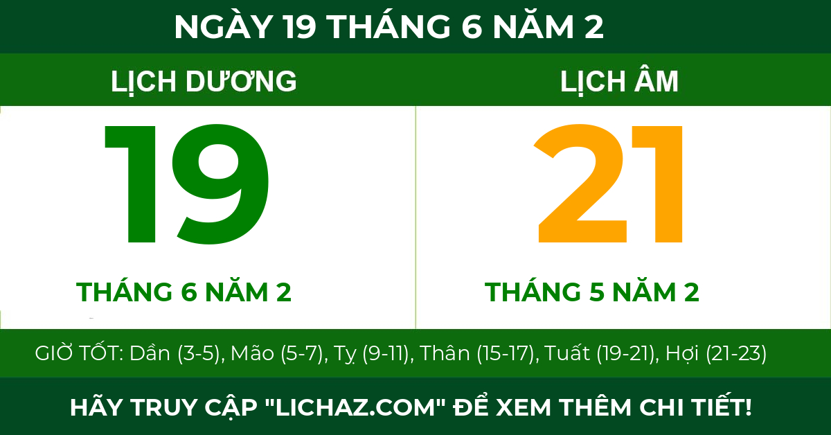 lịch âm ngày 19 tháng 6 năm 2