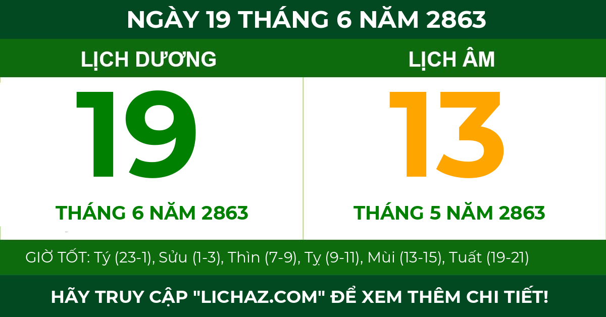 lịch âm ngày 19 tháng 6 năm 2863