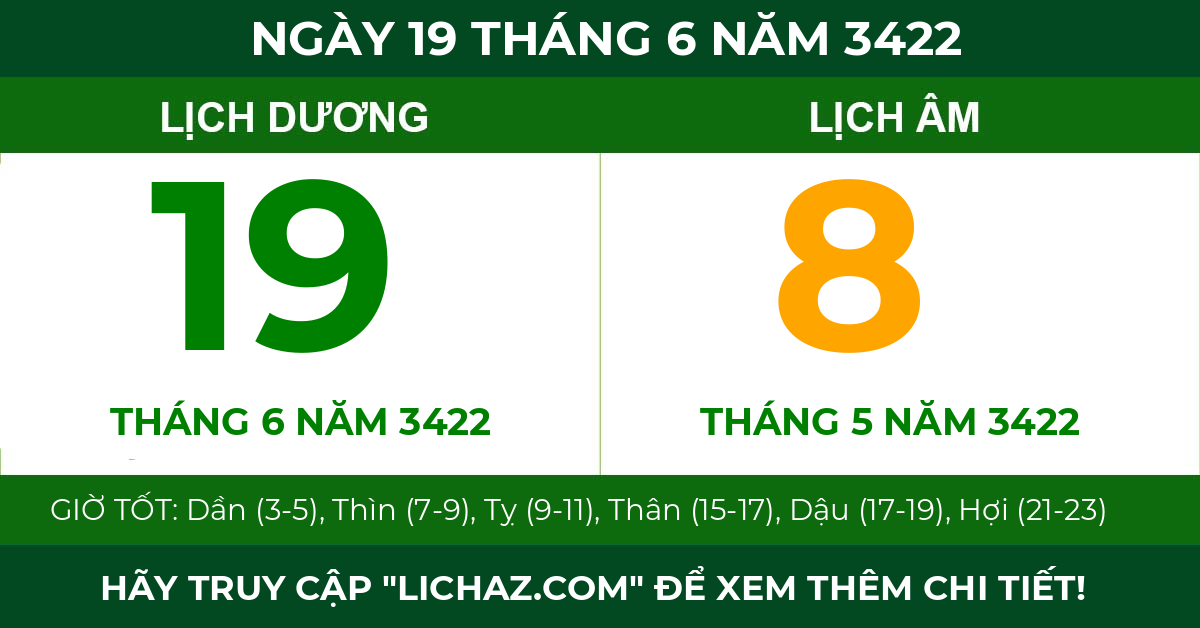 lịch âm ngày 19 tháng 6 năm 3422