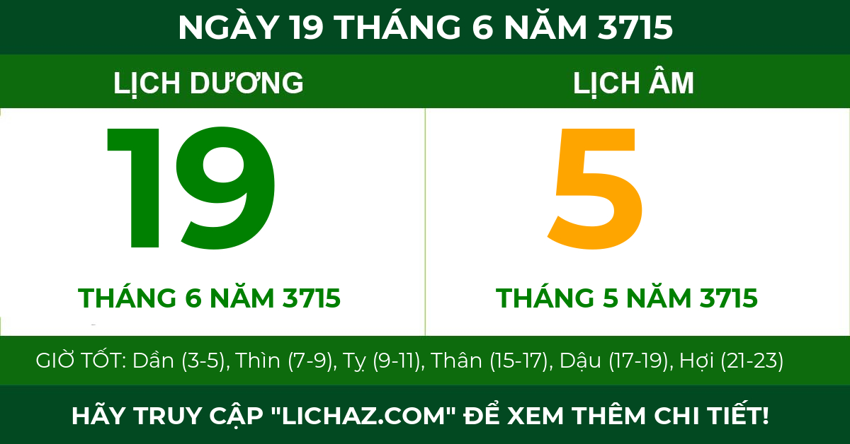 lịch âm ngày 19 tháng 6 năm 3715