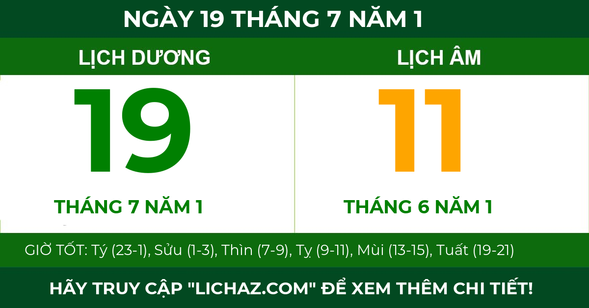 lịch âm ngày 19 tháng 7 năm 1