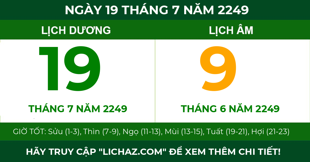 lịch âm ngày 19 tháng 7 năm 2249