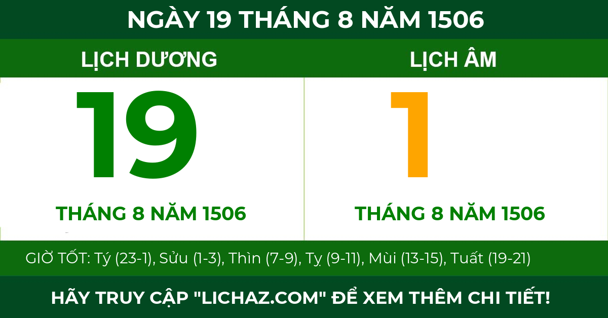 lịch âm ngày 19 tháng 8 năm 1506