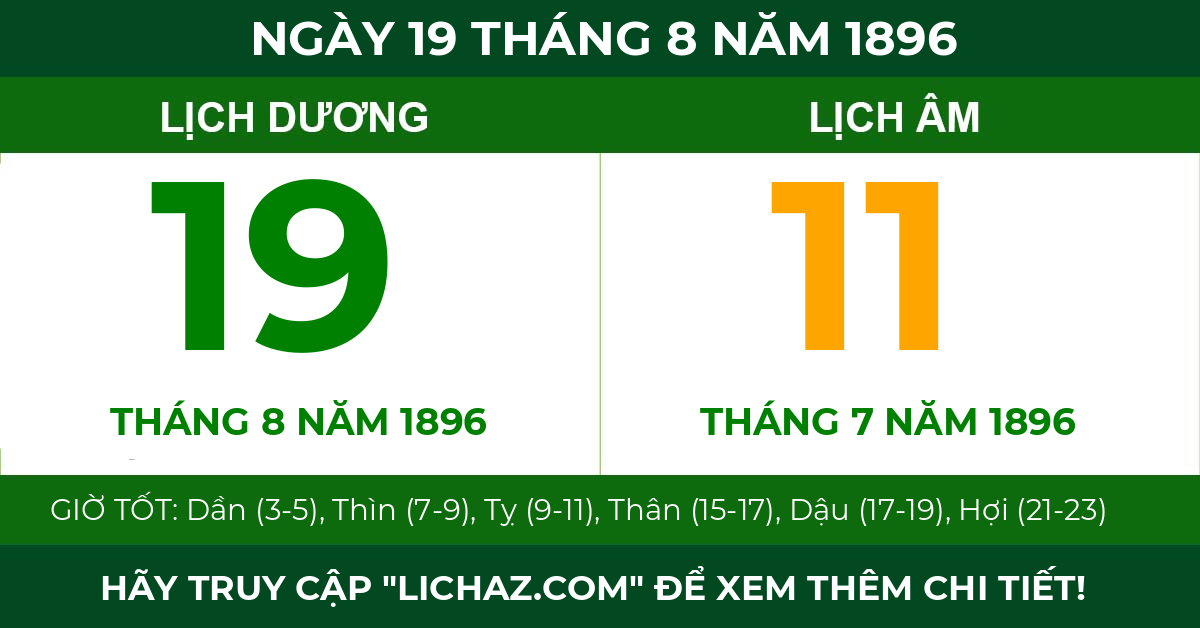 lịch âm ngày 19 tháng 8 năm 1896