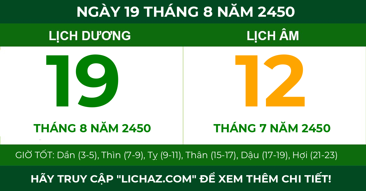 lịch âm ngày 19 tháng 8 năm 2450