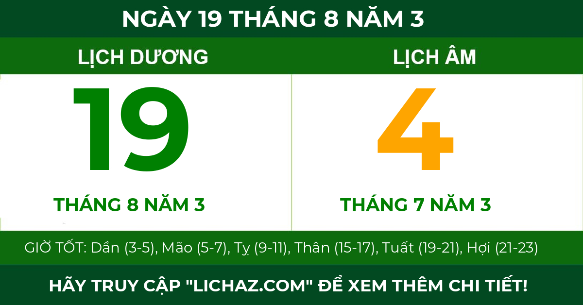 lịch âm ngày 19 tháng 8 năm 3