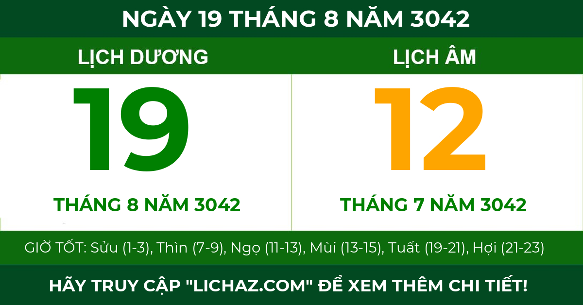 lịch âm ngày 19 tháng 8 năm 3042