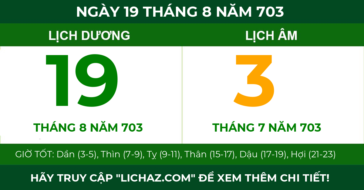 lịch âm ngày 19 tháng 8 năm 703