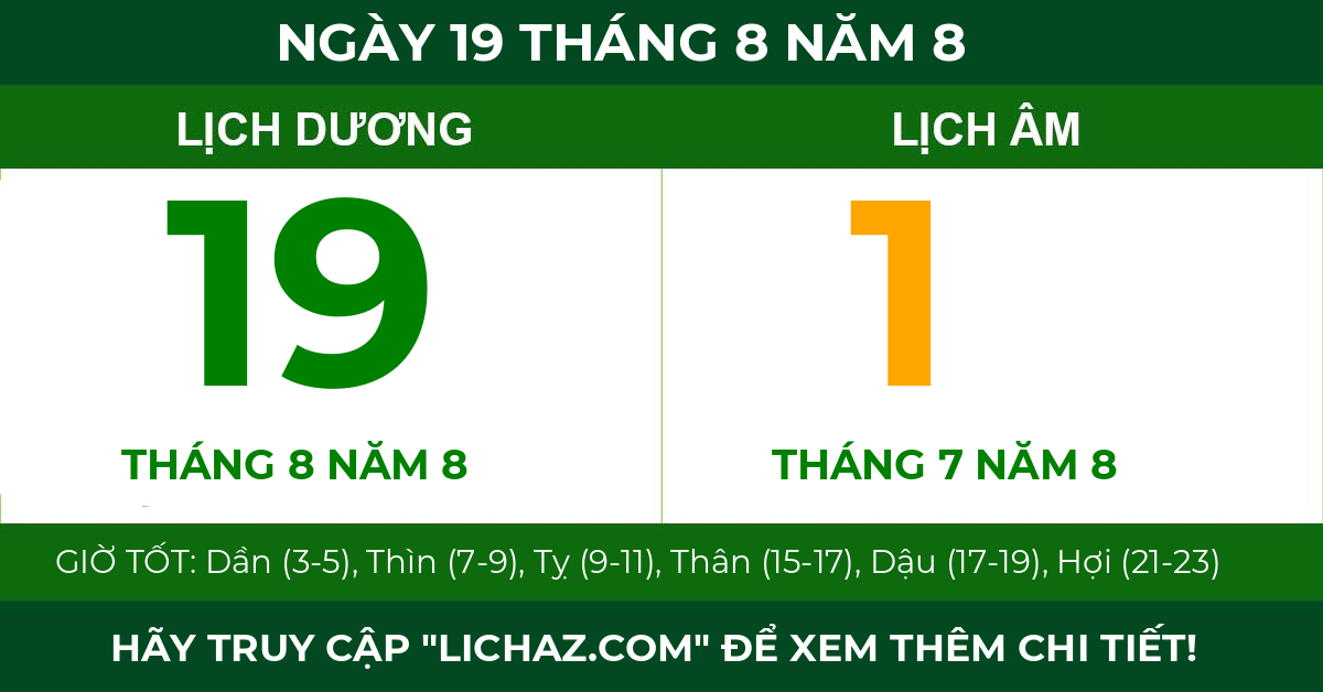 lịch âm ngày 19 tháng 8 năm 8
