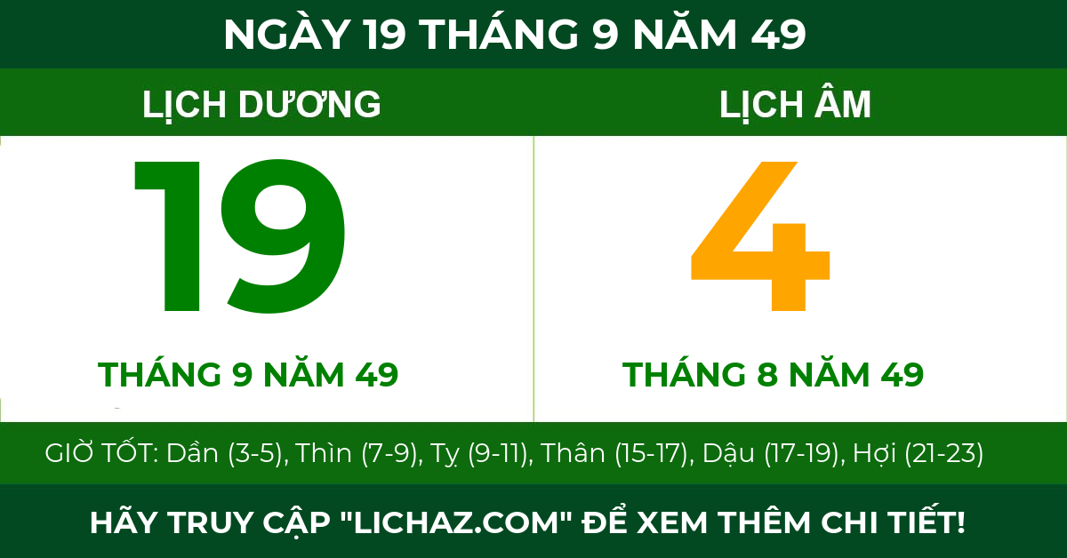 lịch âm ngày 19 tháng 9 năm 49