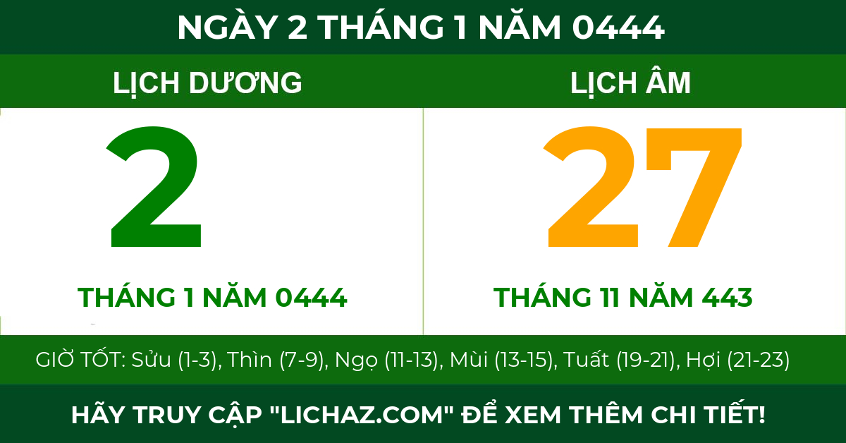 lịch âm ngày 2 tháng 1 năm 0444