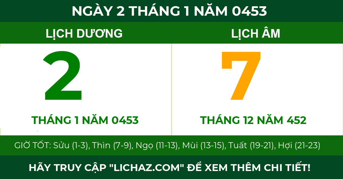 lịch âm ngày 2 tháng 1 năm 0453