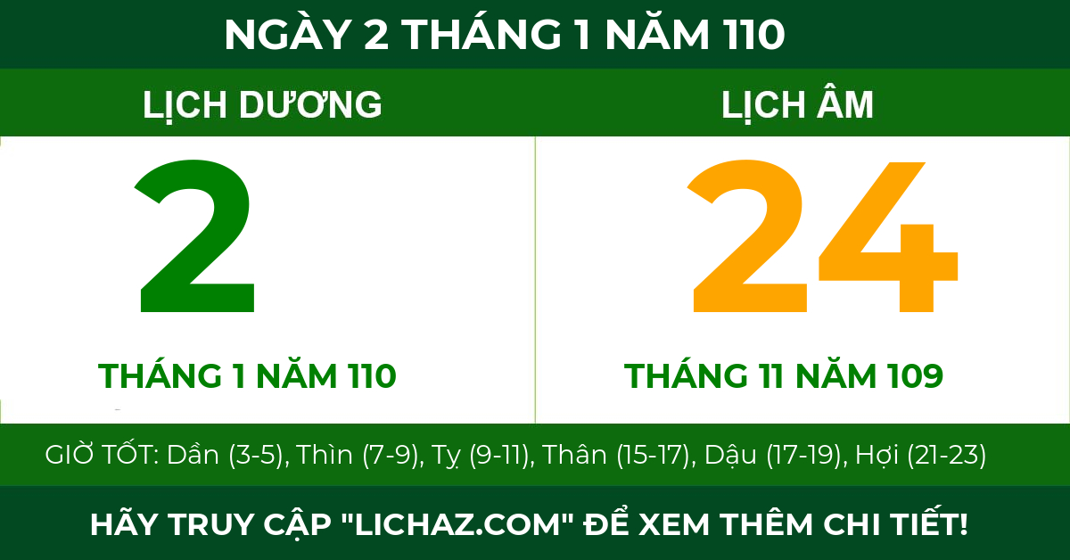 lịch âm ngày 2 tháng 1 năm 110