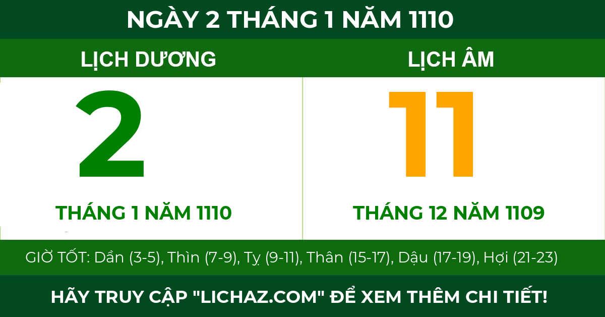 lịch âm ngày 2 tháng 1 năm 1110