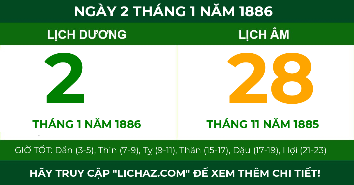 lịch âm ngày 2 tháng 1 năm 1886