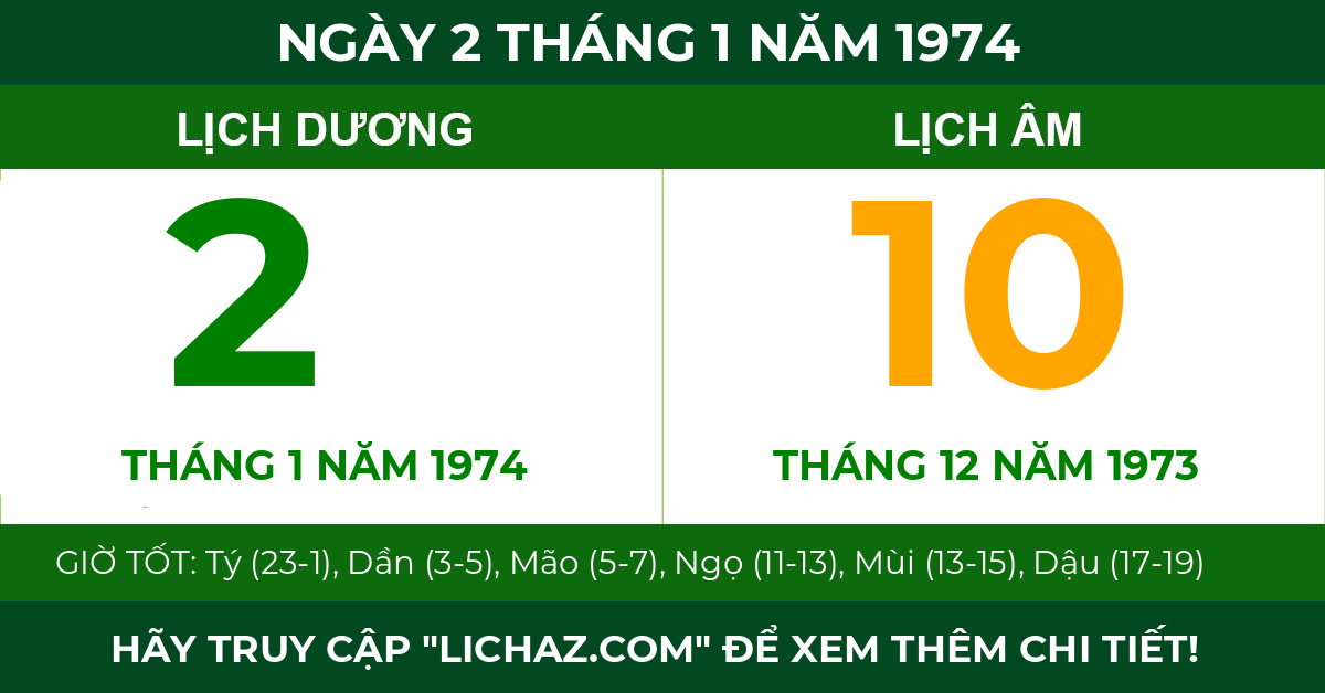 lịch âm ngày 2 tháng 1 năm 1974