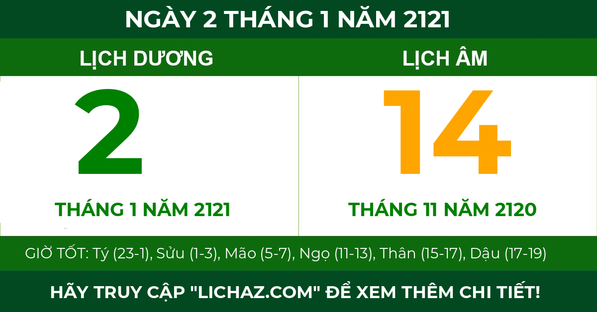 lịch âm ngày 2 tháng 1 năm 2121
