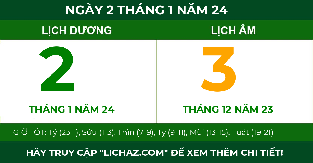 lịch âm ngày 2 tháng 1 năm 24