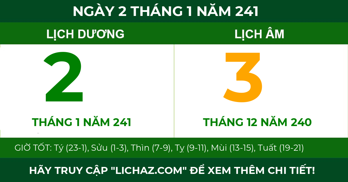 lịch âm ngày 2 tháng 1 năm 241