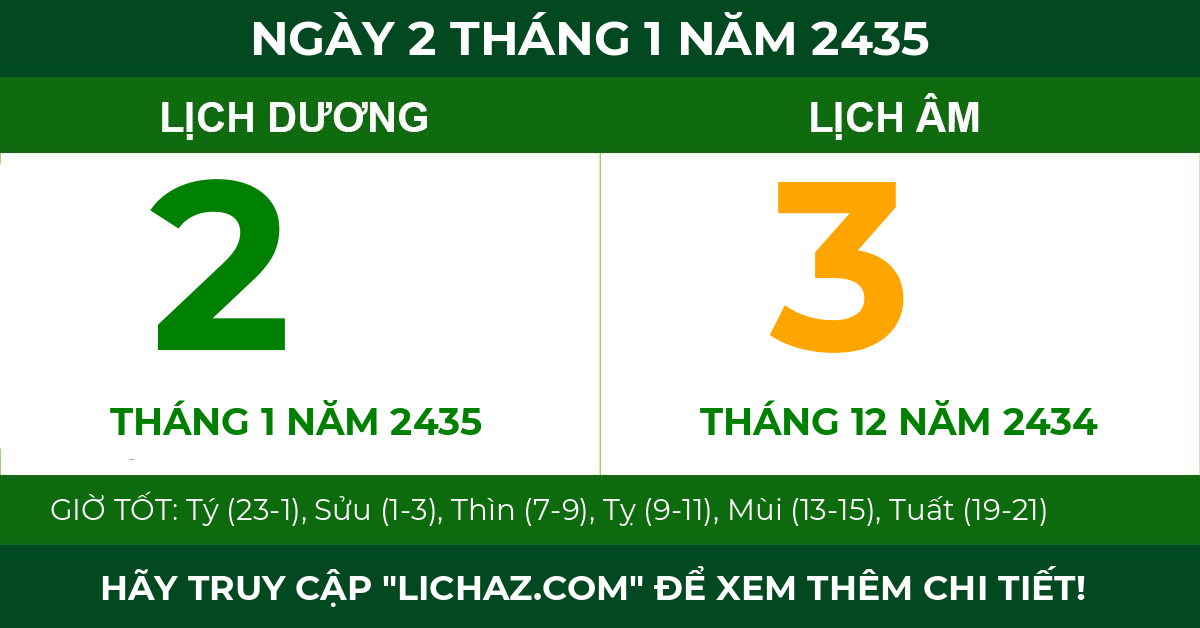 lịch âm ngày 2 tháng 1 năm 2435