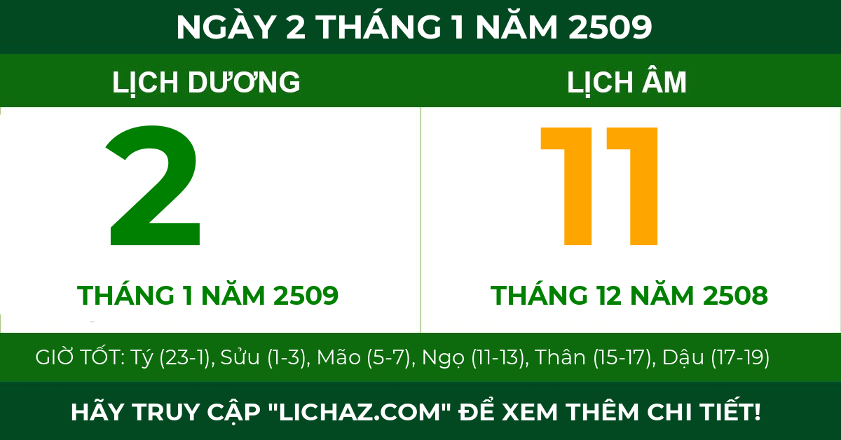 lịch âm ngày 2 tháng 1 năm 2509